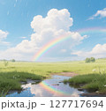 虹のかかった青空と雲 127717694