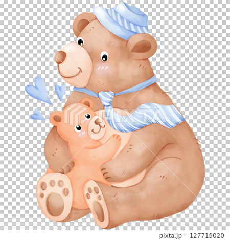 Hand-painted watercolor Father's Day themed bear 127719020