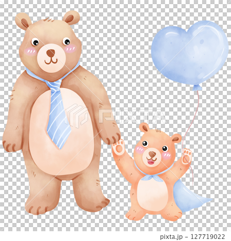 Hand-painted watercolor Father's Day themed bear 127719022