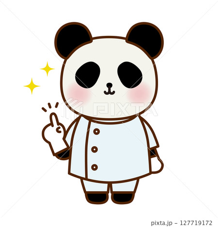 指差ししたかわいいパンダの歯医者さんイラスト素材 127719172