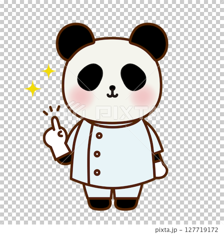 指差ししたかわいいパンダの歯医者さんイラスト素材 127719172