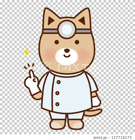 指差ししたかわいい犬の歯医者さんイラスト素材 127719173