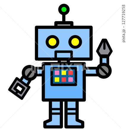 近未来の科学で動く機械ロボットのイラスト 127719258