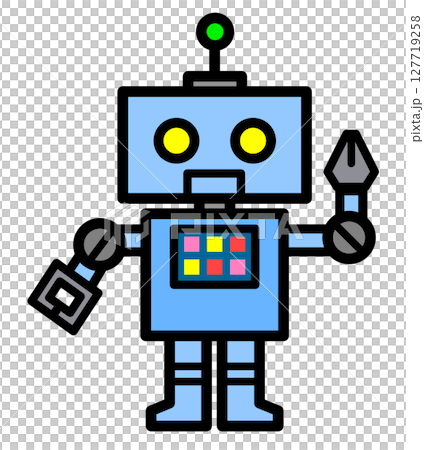 近未来の科学で動く機械ロボットのイラスト 127719258