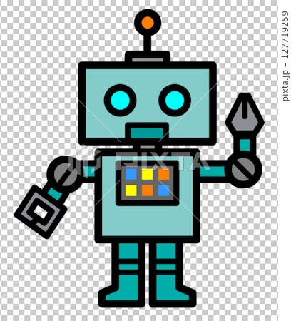 近未来の科学で動く機械ロボットのイラスト 127719259