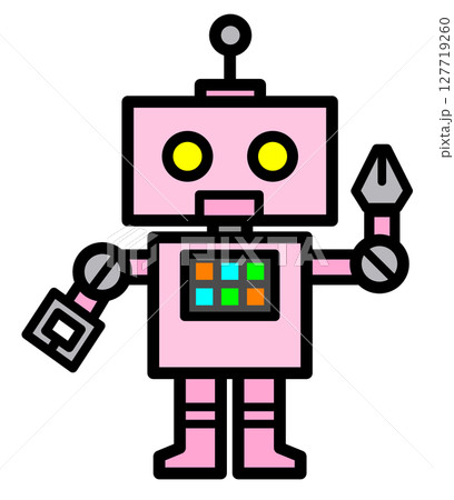 近未来の科学で動く機械ロボットのイラスト 127719260