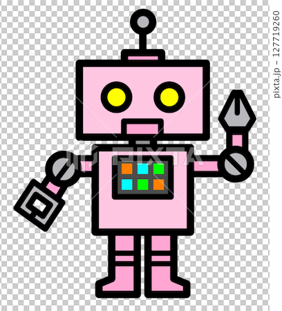 近未来の科学で動く機械ロボットのイラスト 127719260