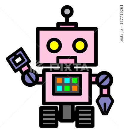 近未来の科学で動く機械ロボットのイラスト 近未来の科学で動く機械ロボットのイラスト 127719261