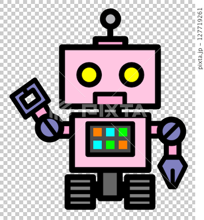 近未来の科学で動く機械ロボットのイラスト 近未来の科学で動く機械ロボットのイラスト 127719261