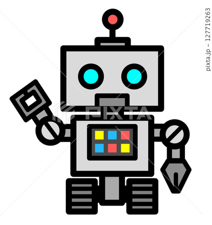 近未来の科学で動く機械ロボットのイラスト 127719263