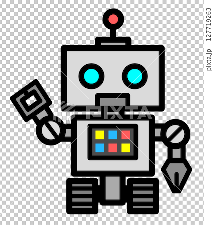 近未来の科学で動く機械ロボットのイラスト 127719263
