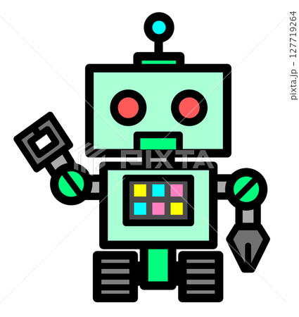 近未来の科学で動く機械ロボットのイラスト 127719264