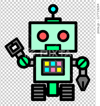 近未来の科学で動く機械ロボットのイラスト 127719264