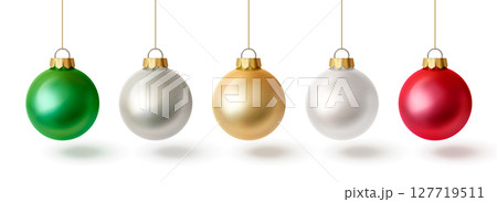 Christmas tree bauble set in 3d realistic glass 127719511