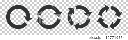 Illustration material: Cycle diagram, cycle arrow, set of recycling icons. 127719554