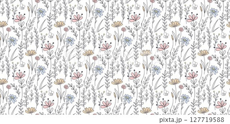 Botanical wildflower seamless pattern vector graphics Botanical wildflower seamless pattern vector graphics 127719588