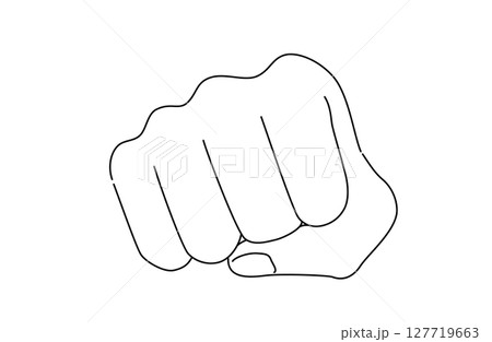 正面から見た握りこぶしを描いた線画のベクターイラスト 正面から見た握りこぶしを描いた線画のベクターイラスト 127719663