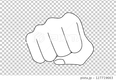 正面から見た握りこぶしを描いた線画のベクターイラスト 正面から見た握りこぶしを描いた線画のベクターイラスト 127719663
