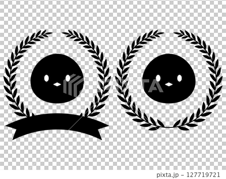 Chick and laurel wreath emblem, monochrome Chick and laurel wreath emblem, monochrome 127719721