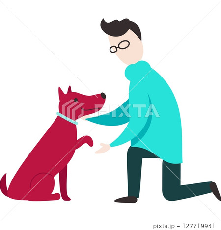 Man with dog vector pet lover icon isolated Man with dog vector pet lover icon isolated 127719931