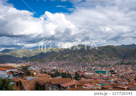 Panoramic View of Cusco, Peru, Surrounded by Andean Mountains 127720145