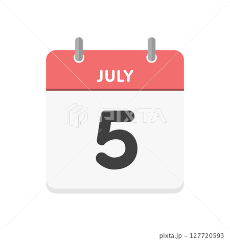 7月5日・JULY 5の日めくりカレンダーのアイコン - シンプルな7/5の日付の暦の素材 7月5日・JULY 5の日めくりカレンダーのアイコン - シンプルな7/5の日付の暦の素材 127720593