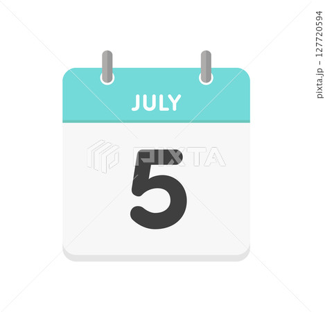 7月5日･JULY 5の日めくりカレンダーのアイコン - シンプルな7/5の日付の暦の素材 127720594
