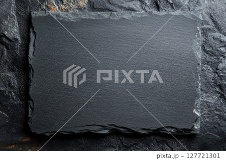 dark slate board with deep grey tones and empty center, showcasing ultra clear and realistic texture 127721301