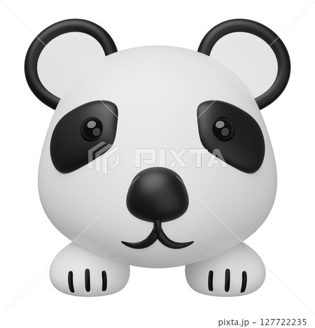 3d cute panda head icon with foot isolated. mascot, character, logo, cartoon style, 3d render illustration 3d cute panda head icon with foot isolated. mascot, character, logo, cartoon style, 3d render illustration 127722235