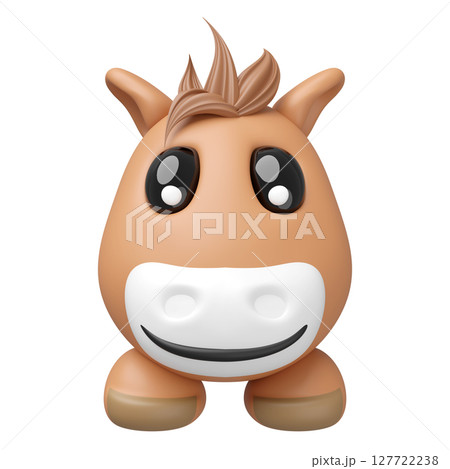 3d cute horse head icon with foot isolated. mascot, icon, character, logo cartoon style, 3d render illustration 127722238