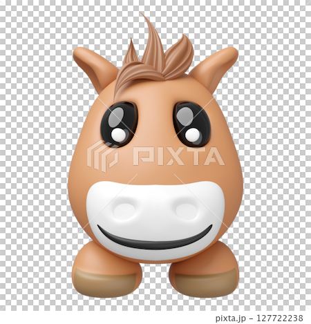 3d cute horse head icon with foot isolated. mascot, icon, character, logo cartoon style, 3d render illustration 127722238