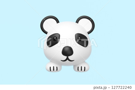 3d cute panda head icon with foot isolated on blue background. mascot, character, logo, cartoon style, 3d render illustration 3d cute panda head icon with foot isolated on blue background. mascot, character, logo, cartoon style, 3d render illustration 127722240
