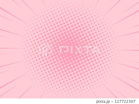 ハーフトーンのサンバーストの背景イラスト素材　集中線　halftone sunburst backg 127722307