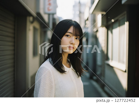 ナチュラルな表情の若い日本人女性のポートレート 127722452