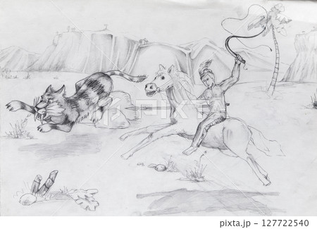 pencil drawing illustration, sketch, hand made pencil drawing illustration, sketch, hand made 127722540