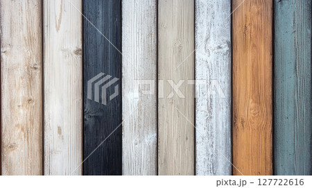 Calm wooden planks desaturated colors weathered texture showing aged patterns 127722616