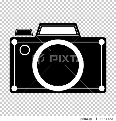 Simple and flat black and white camera icon on white background 127723428