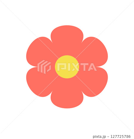Pink flower with a yellow center in flat cartoon style. Vector Pink flower with a yellow center in flat cartoon style. Vector 127725786