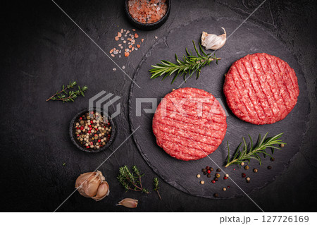 Raw steak burgers 127726169