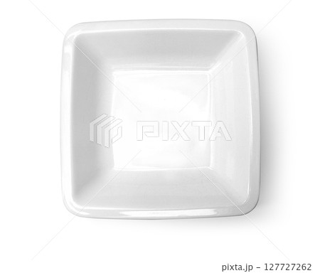 Empty square white bowl isolated on white background 127727262