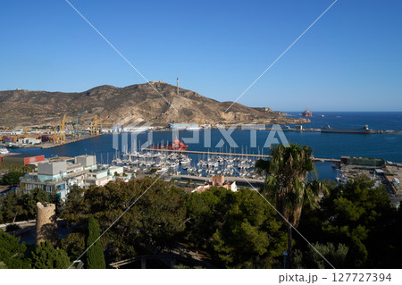 Panoramic view of the port of Cartagena with the sailboats docked. High quality photo Panoramic view of the port of Cartagena with the sailboats docked. High quality photo 127727394