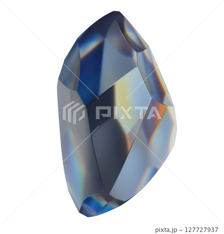 Abstract Multicolored Faceted Crystal Render on White Background 127727937
