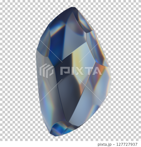 Abstract Multicolored Faceted Crystal Render on White Background 127727937