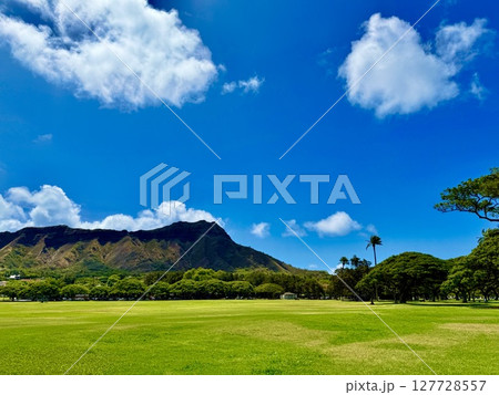 『ハワイ』カピオラニ公園から見たダイアモンドヘッド 127728557