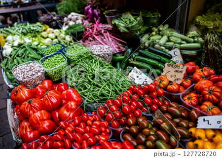 Fresh Italian farm vegetables on the market. Bio concept 127728720
