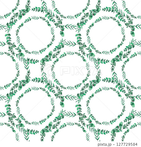 Tasteful Fresh Mint Green Forest Eucalyptus Leaf Artistic Watercolor Abstract Scandinavian Design Seamless Pattern Wallpaper Curtain Bedding Background Upholstery Gift Wrapping Paper 127729584