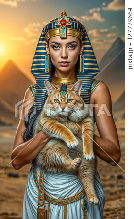 Portrait of a beautiful modern Egyptian woman,...のイラスト素材 [127729664