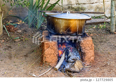 Food being prepared in the backyard Food being prepared in the backyard 127729805