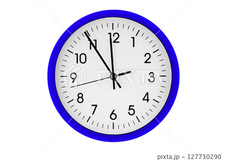 Blue watch, wall clock 11 hours 45 minutes on isolated or white background 127730290