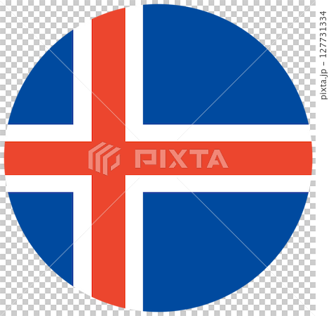 National flag of Iceland isolated in circle. National flag of Iceland isolated in circle. 127731334